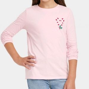 🎯Nwt cat and Jack pink candycane heart longsleeve tee